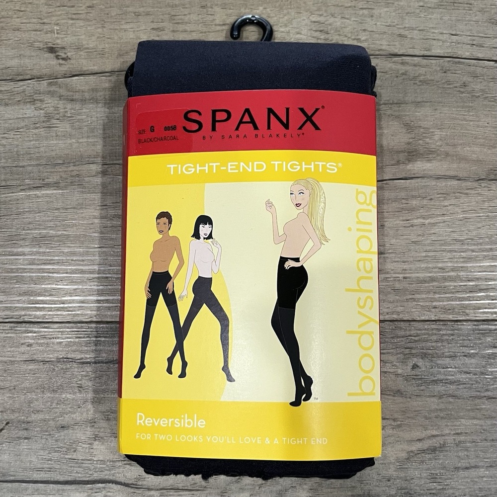 SPANX Tight-End Tights Reversible Size G Black Charcoal NWT 1 Pair